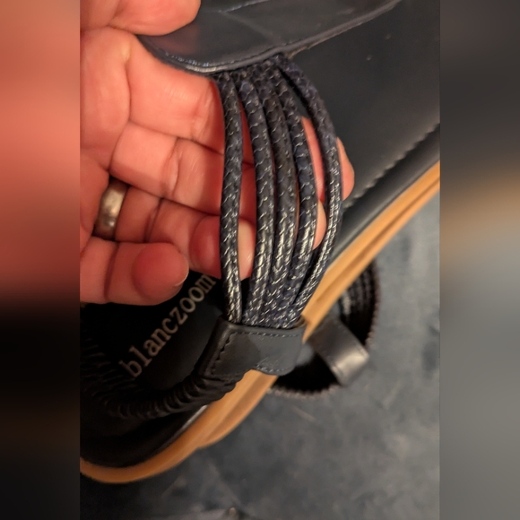 Dark Blue Strappy Sandals With Gum Sole. - Picture 4 of 8